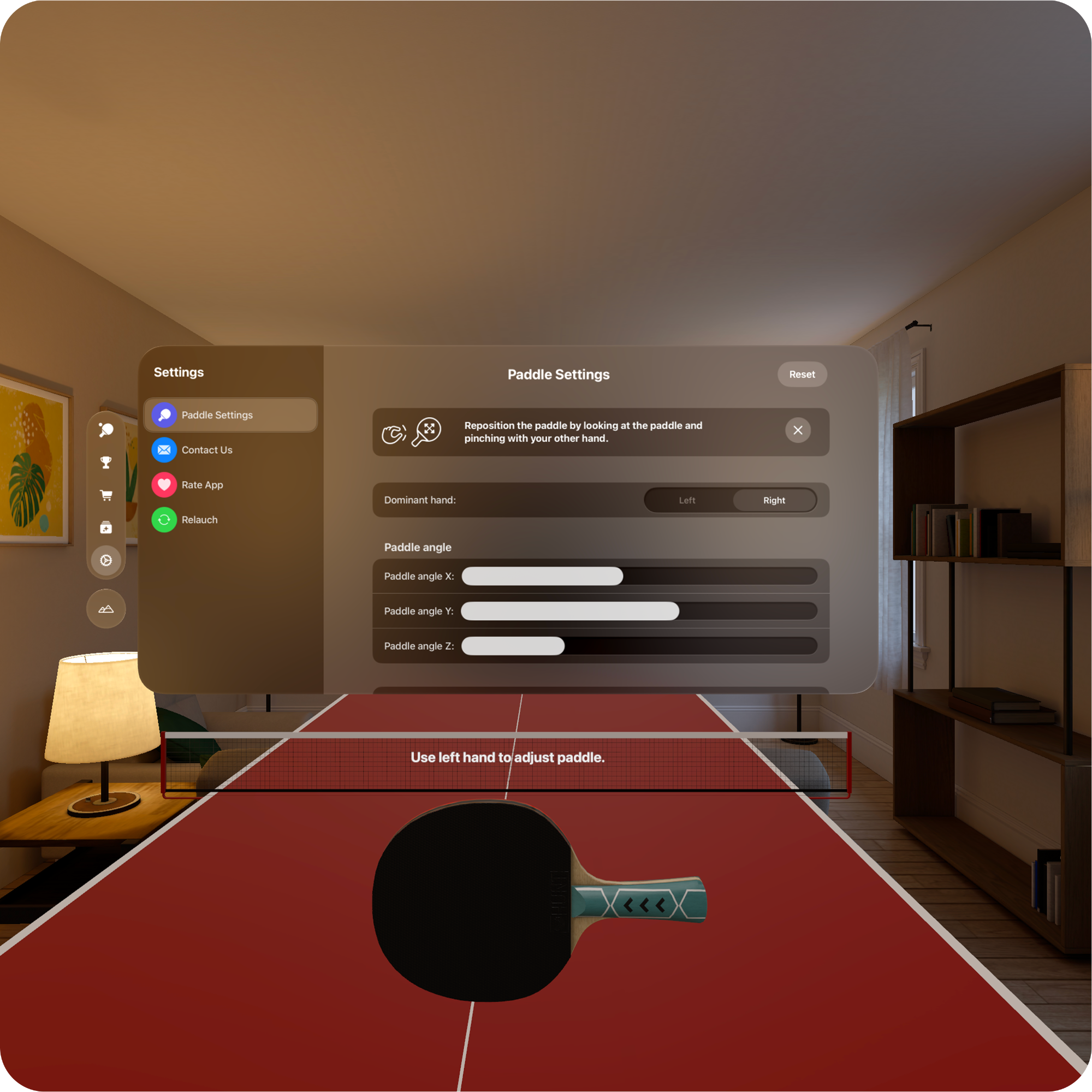 Ping Pong Club - Settings menu